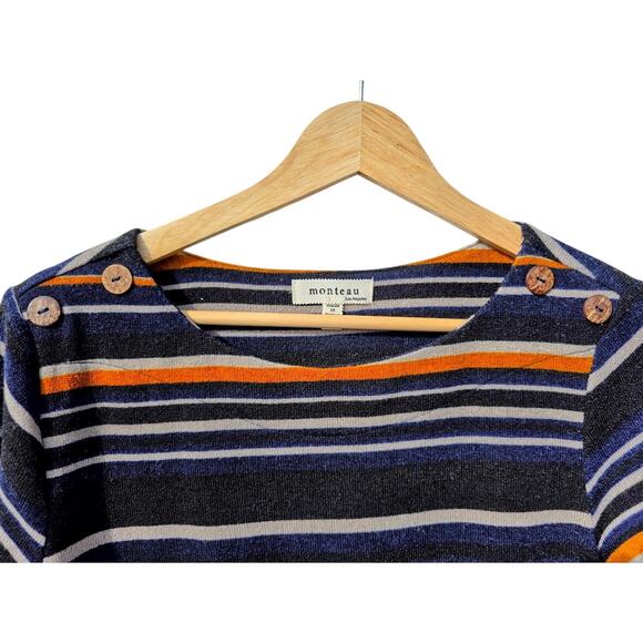 Monteau Striped Fitted Sweater Dress L - Picture 4 of 8